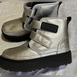 UGG Metallic Silver Boots with Black Sole